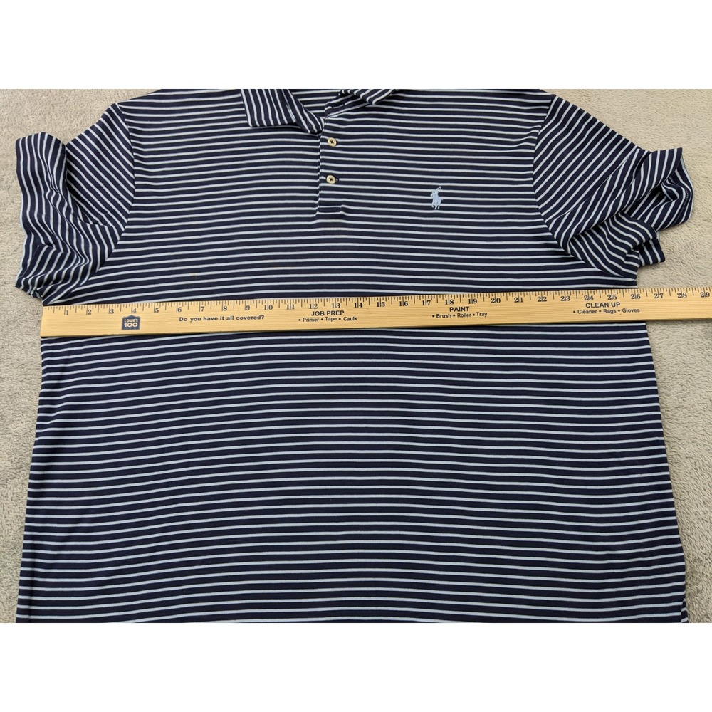 Polo Ralph Lauren XXL Custom Slim Fit Striped Polo Shirt Mens Blue Short Sleeve - Picture 5 of 9